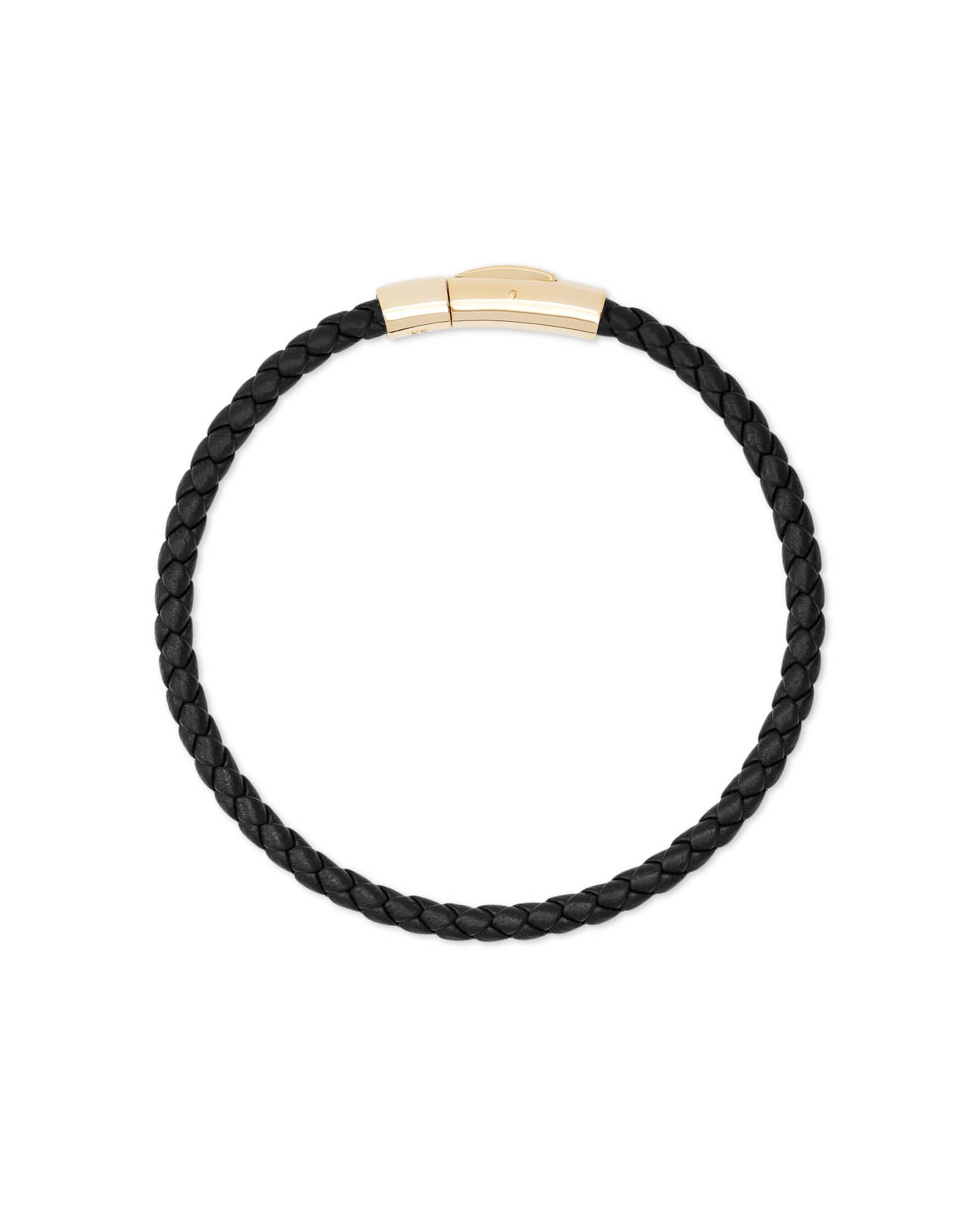 Evans 18k Yellow Gold Vermeil Corded Bracelet in Black Leather